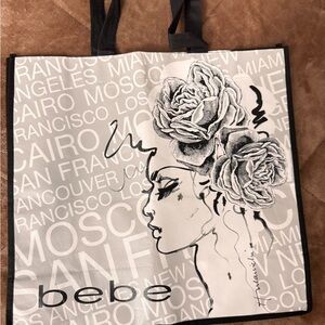 Bebe Artistic Black and White Tote